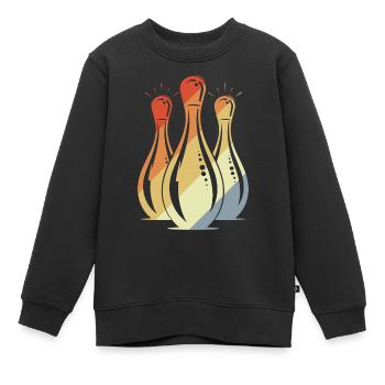 Bowling Grafik Retro Look - Kinder Premium Organic Sweatshirt - Schwarz - Vorne - AI Model Kid Female (0cm)