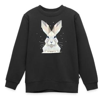 White Snow Hare-Timeless Elegance of Winter - Kids Premium Organic Sweatshirt - black - Front - AI Model Kid Female (0cm)