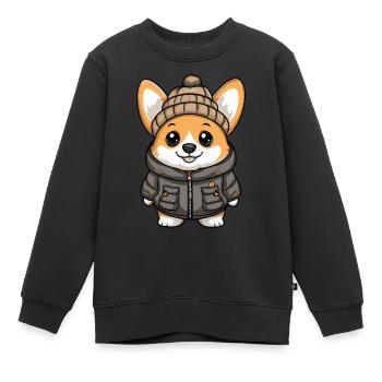 Corgi Hund Stylisch - Kinder Premium Organic Sweatshirt - Schwarz - Vorne - AI Model Kid Female (0cm)