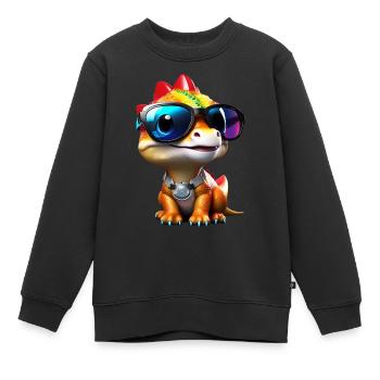 cooler Dino für coole Kids - Dinosaurier - Kinder Premium Organic Sweatshirt - Schwarz - Vorne - AI Model Kid Female (0cm)