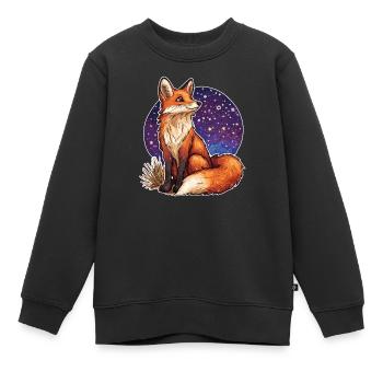 Renard et ciel étoilé - Sweat Premium enfant bio - noir - Devant - AI Model Kid Female (0cm)