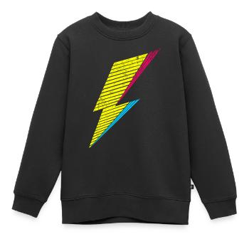 bolt of lightning 80s - Kinder Premium Organic Sweatshirt - Schwarz - Vorne - AI Model Kid Female (0cm)