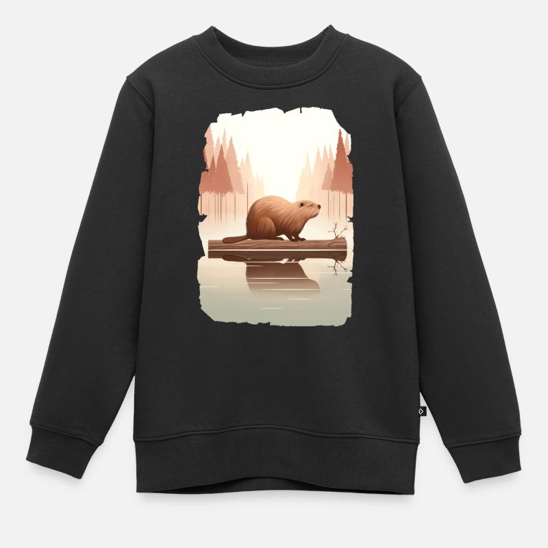 Castor - Sweat Premium enfant bio - noir