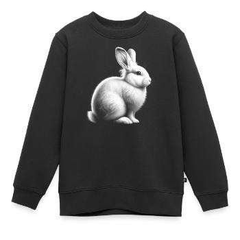 Süßes Weißes Kaninchen Porträt - Kinder Premium Organic Sweatshirt - Schwarz - Vorne - AI Model Kid Female (0cm)