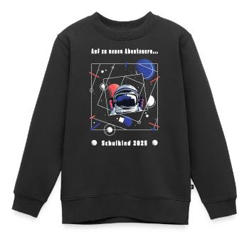 Schulkind 2025 - Astronaut -Auf zu neuen Abenteuer - Kinder Premium Organic Sweatshirt - Schwarz - Vorne - AI Model Kid Female (0cm)