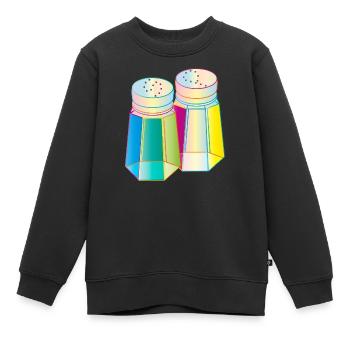 Salz & Pfeffer im Prisma-Glas – Farbenfrohe Würze - Kinder Premium Organic Sweatshirt - Schwarz - Vorne - AI Model Kid Female (0cm)