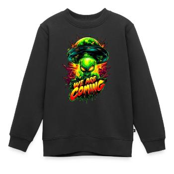 We are comming - Kinder Premium Organic Sweatshirt - Schwarz - Vorne - AI Model Kid Female (0cm)