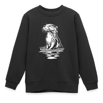 Otter Minimal - Kinder Premium Organic Sweatshirt - Schwarz - Vorne - AI Model Kid Female (0cm)
