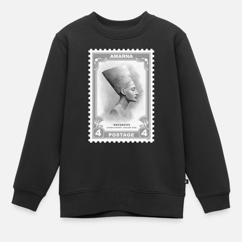 Timbre Néfertiti - Sweat Premium enfant bio - noir