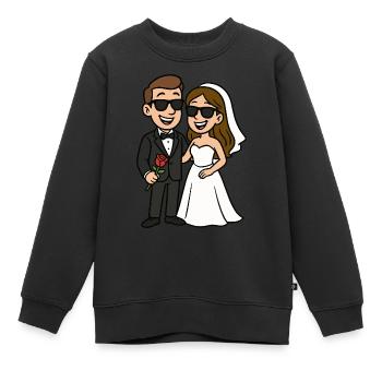 brautpaar sonnenbrille cartoon - Kinder Premium Organic Sweatshirt - Schwarz - Vorne - AI Model Kid Female (0cm)