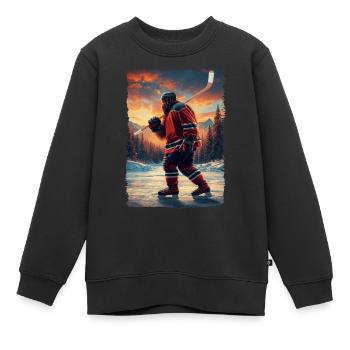 Sasquatch Hockey Bigfoot Hockeyspieler - Kinder Premium Organic Sweatshirt - Schwarz - Vorne - AI Model Kid Female (0cm)