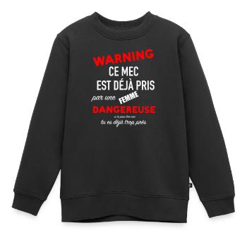 Humour homme couple femme jalouse saint valentin - Sweat Premium enfant bio - noir - Devant - AI Model Kid Female (0cm)