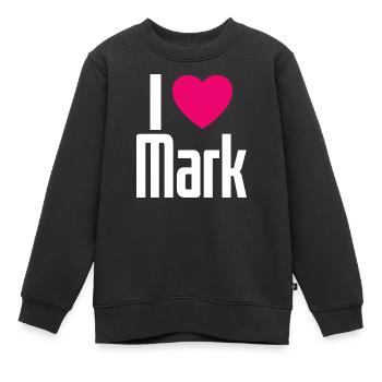 I Love Mark Pinkes Herz Ich liebe Mark - Kinder Premium Organic Sweatshirt - Schwarz - Vorne - AI Model Kid Female (0cm)