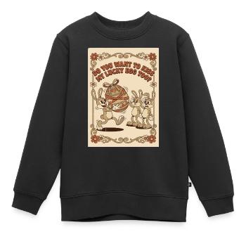 Lucky_Egg_Retro_Hasen - Kinder Premium Organic Sweatshirt - Schwarz - Vorne - AI Model Kid Female (0cm)
