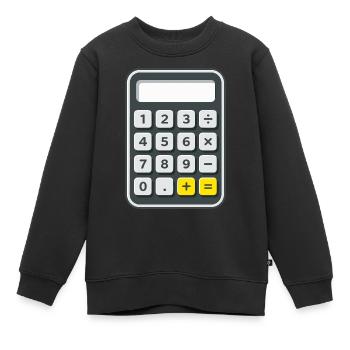 Calculatrice Costume Carnaval Nerd - Sweat Premium enfant bio - noir - Devant - AI Model Kid Female (0cm)