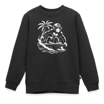 Surfing Monkey Beach Vibe - Kinder Premium Organic Sweatshirt - Schwarz - Vorne - AI Model Kid Female (0cm)
