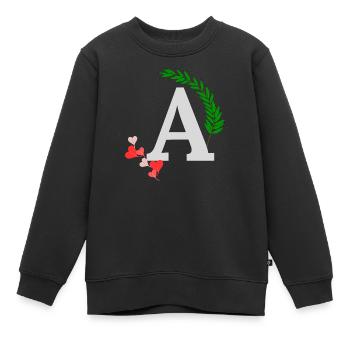A - Sweat Premium enfant bio - noir - Devant - AI Model Kid Female (0cm)