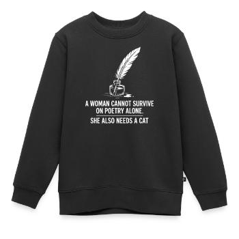 Poesie und Katzen stärken Frauen - Kinder Premium Organic Sweatshirt - Schwarz - Vorne - AI Model Kid Female (0cm)