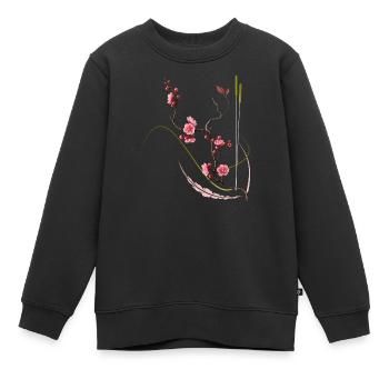 Style zen de la fleur de prunier japonaise - Sweat Premium enfant bio - noir - Devant - AI Model Kid Female (0cm)