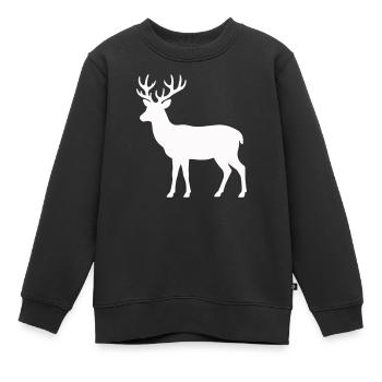 Silhouette de cerf clair de lune - Sweat Premium enfant bio - noir - Devant - AI Model Kid Female (0cm)