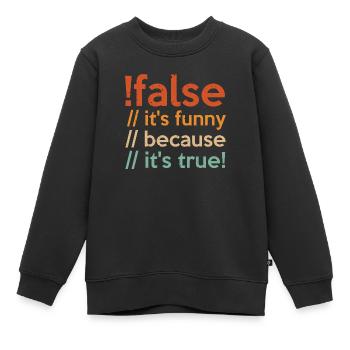 Programmeur faux vrai Code étudiant informaticien - Sweat Premium enfant bio - noir - Devant - AI Model Kid Female (0cm)