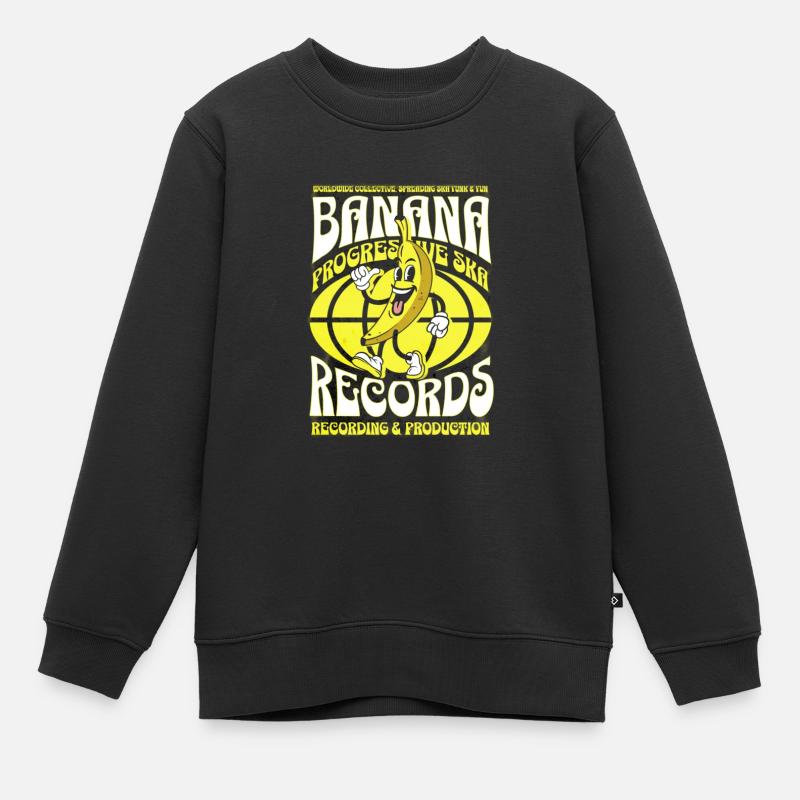 Banana Records Comic Character - Kinder Premium Organic Sweatshirt - Schwarz
