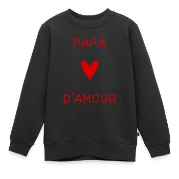 PAPA. FÊTE DES PÈRES. BONNE FÊTE PAPA. BONNE FÊTE - Sweat Premium enfant bio - noir - Devant - AI Model Kid Female (0cm)
