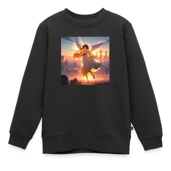 Ange dans le ciel - Sweat Premium enfant bio - noir - Devant - AI Model Kid Female (0cm)