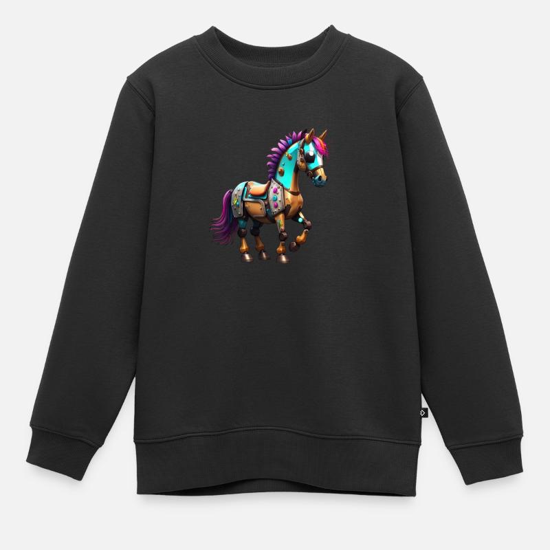 Robot Cheval - Sweat Premium enfant bio - noir