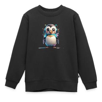 Roboter Pinguin - Kinder Premium Organic Sweatshirt - Schwarz - Vorne - AI Model Kid Female (0cm)