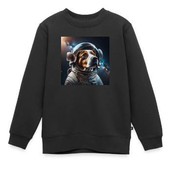 Astronauten Hund, Weltraum, Raumfahrt, Mond, Welta - Kinder Premium Organic Sweatshirt - Schwarz - Vorne - AI Model Kid Female (0cm)
