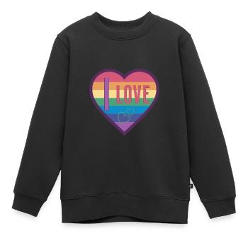 coeur coloré arc-en-ciel unisexe amour pour tout le monde - Sweat Premium enfant bio - noir - Devant - AI Model Kid Female (0cm)