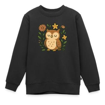 süße Eule - Kinder Premium Organic Sweatshirt - Schwarz - Vorne - AI Model Kid Female (0cm)