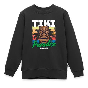 Tiki Paradise Tiki Bar Hawaii Été - Sweat Premium enfant bio - noir - Devant - AI Model Kid Female (0cm)