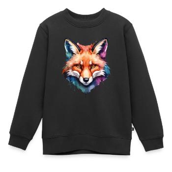 Fox Cool Canine In Colorful And Watercolor - Kids Premium Organic Sweatshirt - black - Front - AI Model Kid Female (0cm)