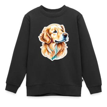 Aquarelles Golden Retriever - Sweat Premium enfant bio - noir - Devant - AI Model Kid Female (0cm)