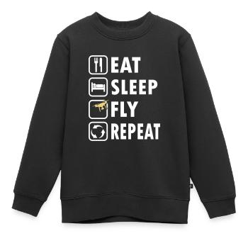Eat Sleep Fly Repeat - Kinder Premium Organic Sweatshirt - Schwarz - Vorne - AI Model Kid Female (0cm)
