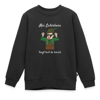 Mei Lederhosn Trog Heit Da Hirsch Lederhose Ersatz - Kinder Premium Organic Sweatshirt - Schwarz - Vorne - AI Model Kid Female (0cm)