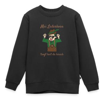 Mei Lederhosn Trog Heit Da Hirsch Lederhose Ersatz - Kinder Premium Organic Sweatshirt - Schwarz - Vorne - AI Model Kid Female (0cm)
