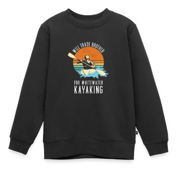 Will Trade Brother For Whitewater Kayaking - Kids Premium Organic Sweatshirt - black - Front - AI Model Kid Female (0cm)