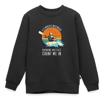 If It Involves Whitewater Kayaking And Cats - Kids Premium Organic Sweatshirt - black - Front - AI Model Kid Female (0cm)