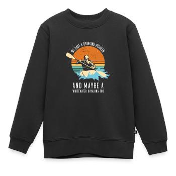 Problème de consommation d’alcool et peut-être un kayak en eau vive - Sweat Premium enfant bio - noir - Devant - AI Model Kid Female (0cm)