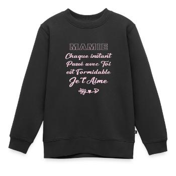 mamie - Sweat Premium enfant bio - noir - Devant - AI Model Kid Female (0cm)