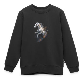 Cheval saut Polygone dans la poussière - Sweat Premium enfant bio - noir - Devant - AI Model Kid Female (0cm)