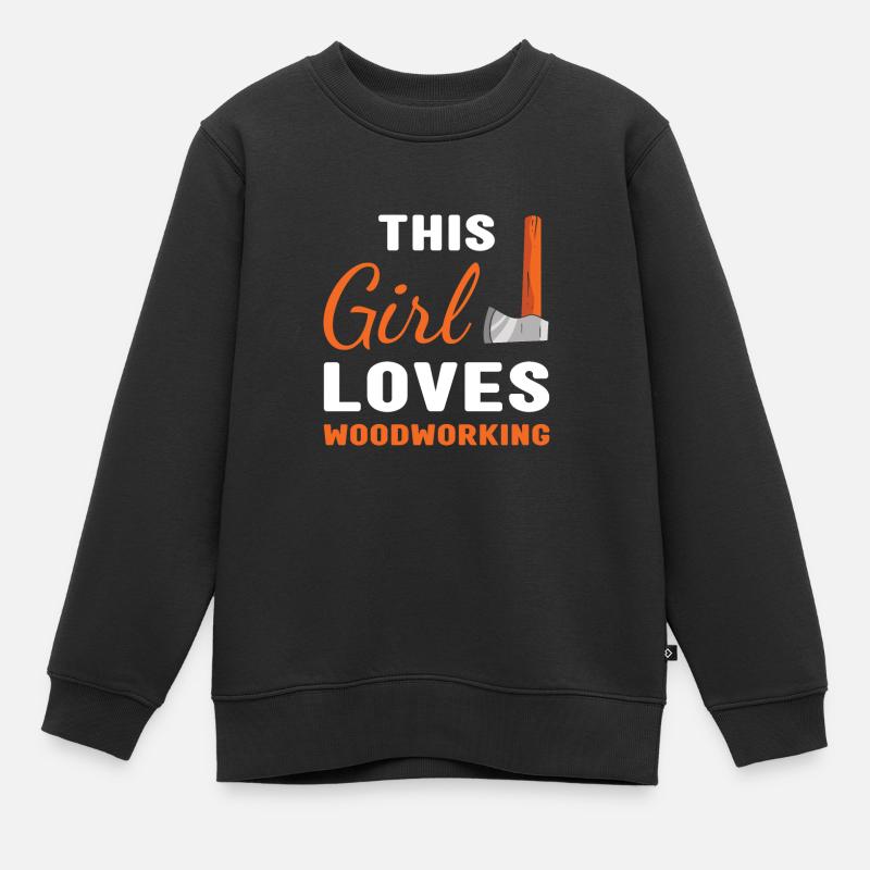Menuisier Cette fille aime le travail du bois - Sweat Premium enfant bio - noir