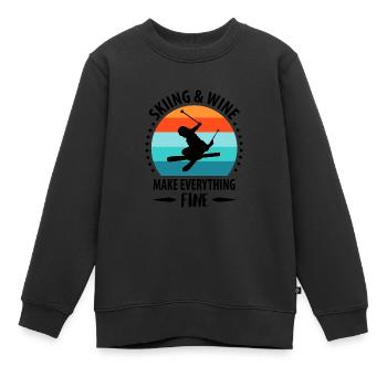 Ski ski Skieurs Vacances au ski - Sweat Premium enfant bio - noir - Devant - AI Model Kid Female (0cm)