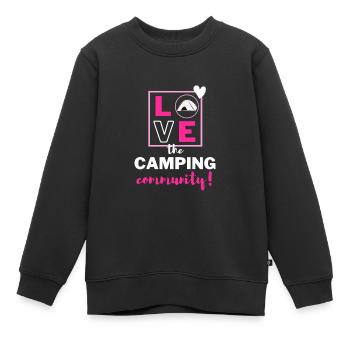 Ich liebe die Camping-Community! - Kinder Premium Organic Sweatshirt - Schwarz - Vorne - AI Model Kid Female (0cm)