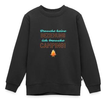 keine Beziehung - Camping! - Kinder Premium Organic Sweatshirt - Schwarz - Vorne - AI Model Kid Female (0cm)