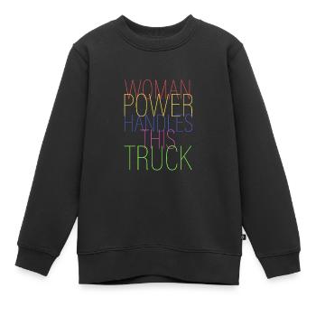 Frauenpower beherrscht diesen Truck - Kinder Premium Organic Sweatshirt - Schwarz - Vorne - AI Model Kid Female (0cm)