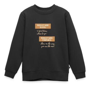Zeig mir den Weg, Mann! - Kinder Premium Organic Sweatshirt - Schwarz - Vorne - AI Model Kid Female (0cm)